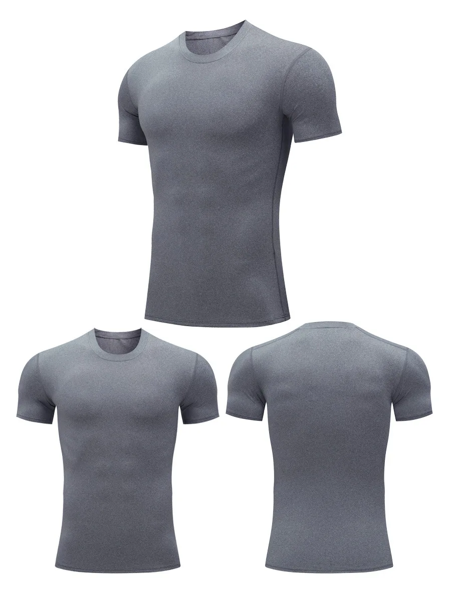 1 Piece Men's Sports Fitness Short Sleeve T-Shirts, Compression Tops, UV Protection Sweat Absorption Quick Drying Undershirts Fo
