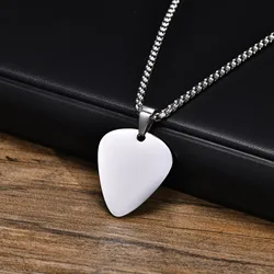 Vnox Stylish Guitar Pick Pendant Necklace for Music Lovers, Stainless Steel Jewelry Gift (PN-1843S)