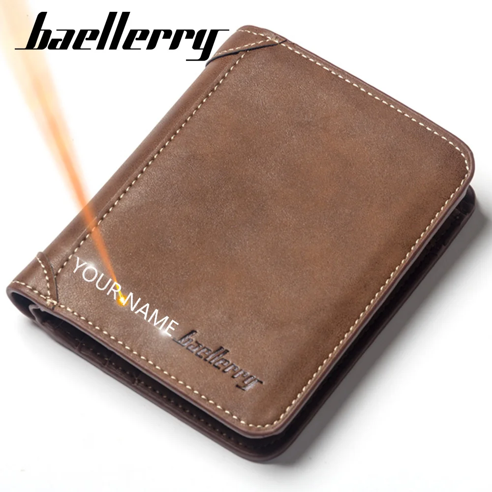 

Baellerry, классические мужские кошельки, Именной держатель для карт, Короткий Мужской кошелек, Модный высококачественный Кошелек из искусственной кожи для мужчин