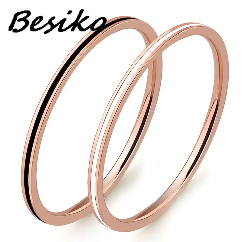Кольца Besiko из титановой стали, 1,2 мм, розовое золото, антиаллергенные, гладкие, простые, свадебные парные кольца, бижутерия для мужчин и женщин, подарки для лучших друзей