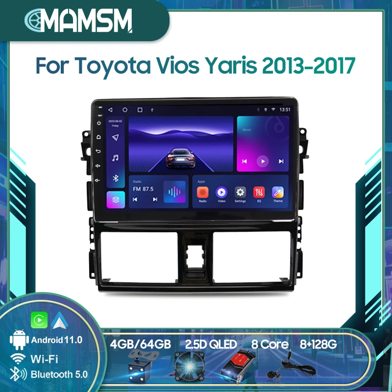 

Автомобильный мультимедийный плеер MAMSM, 2DIN, 10 дюймов, GPS, навигация, Android, для Toyota Vios Yaris 2013-2017
