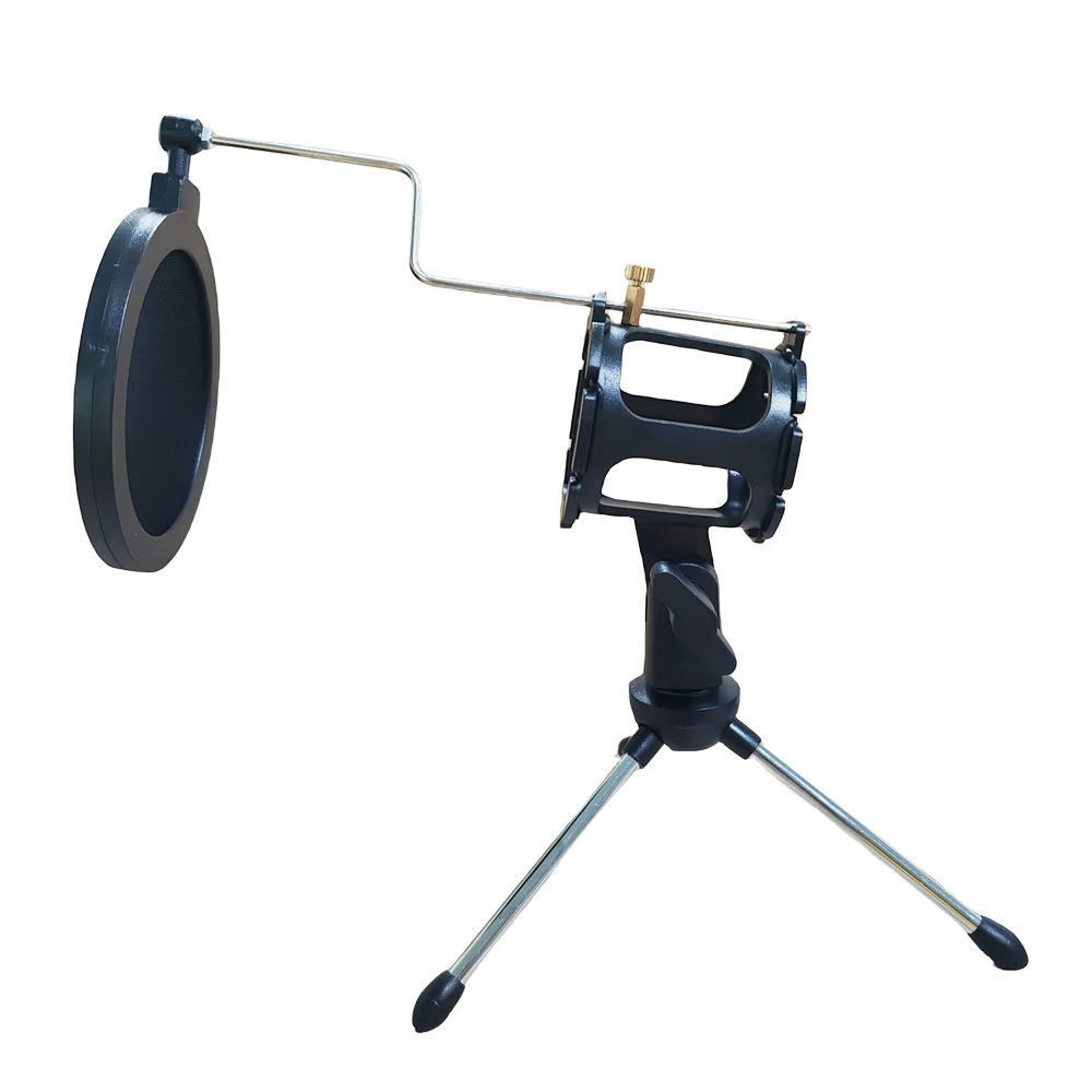 Tripod Microphone Stand Holder with Shock Mount Pop Filter For Desktop Streaming Podcasting Vocal Recording Mic microphone stand microphone pop filter microphone mount clamp microphone shock mount