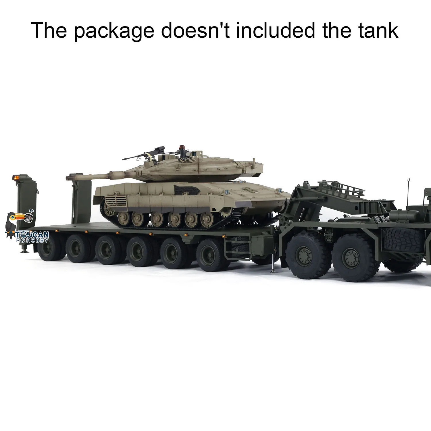 1/14 RC Hydraulic Metal Semi Trailer for Elefant FAUN SLT-56 Tank Transporter Model Remote Control Vehicle Warning Lights Toy 3