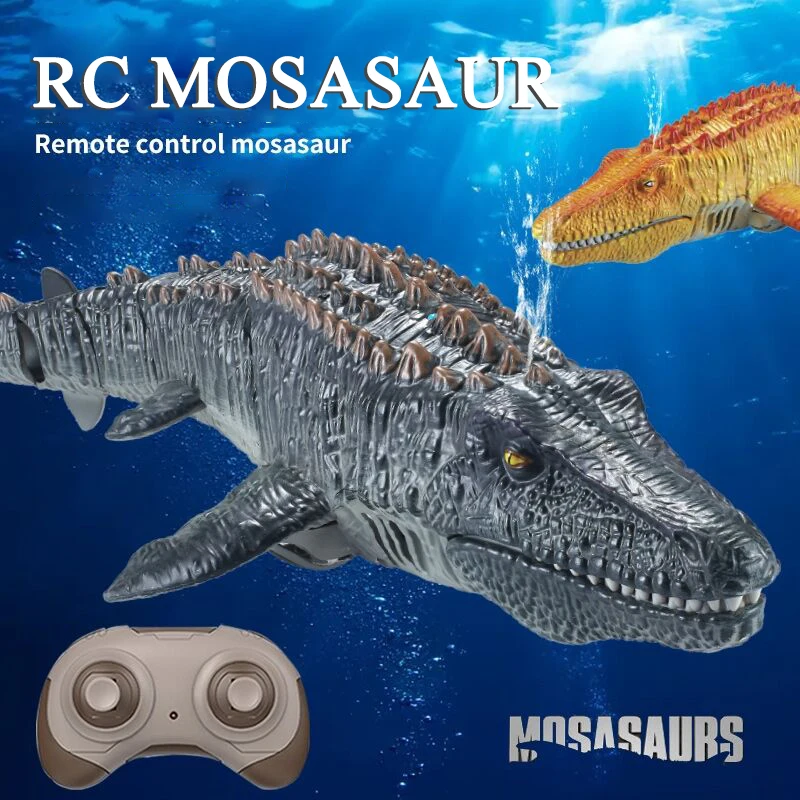 Remote control mosasaur dinosaur electric can be launched into the water will swing swimming water spray children's toy boy gift 2