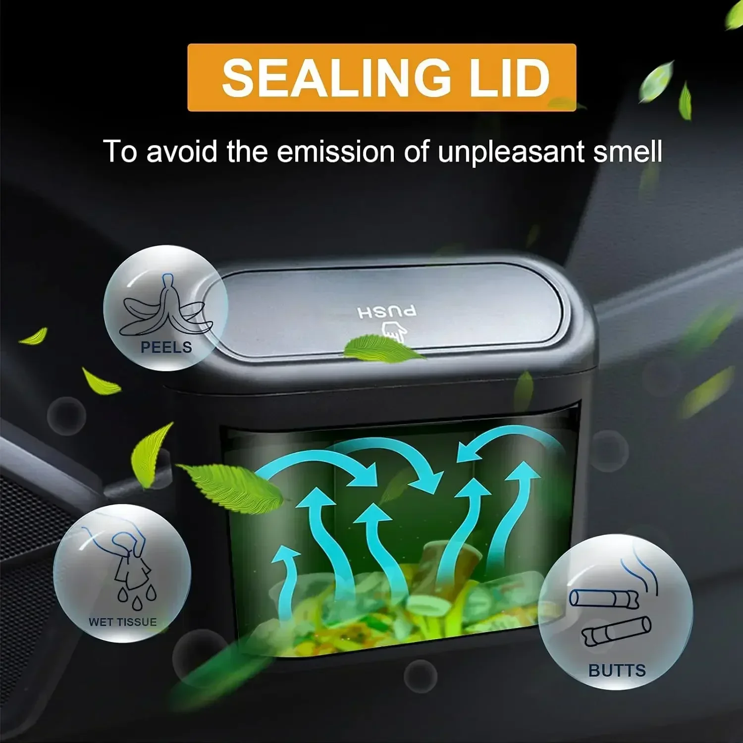 Universal Car Trash Bin 1.5L Hanging Vehicle Garbage Can with lid automatically bounce convenient save trouble car trash can Accessories