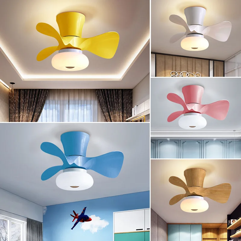 

Mini small ceiling fan light dining room bedroom balcony frequency conversion remote control fan with light
