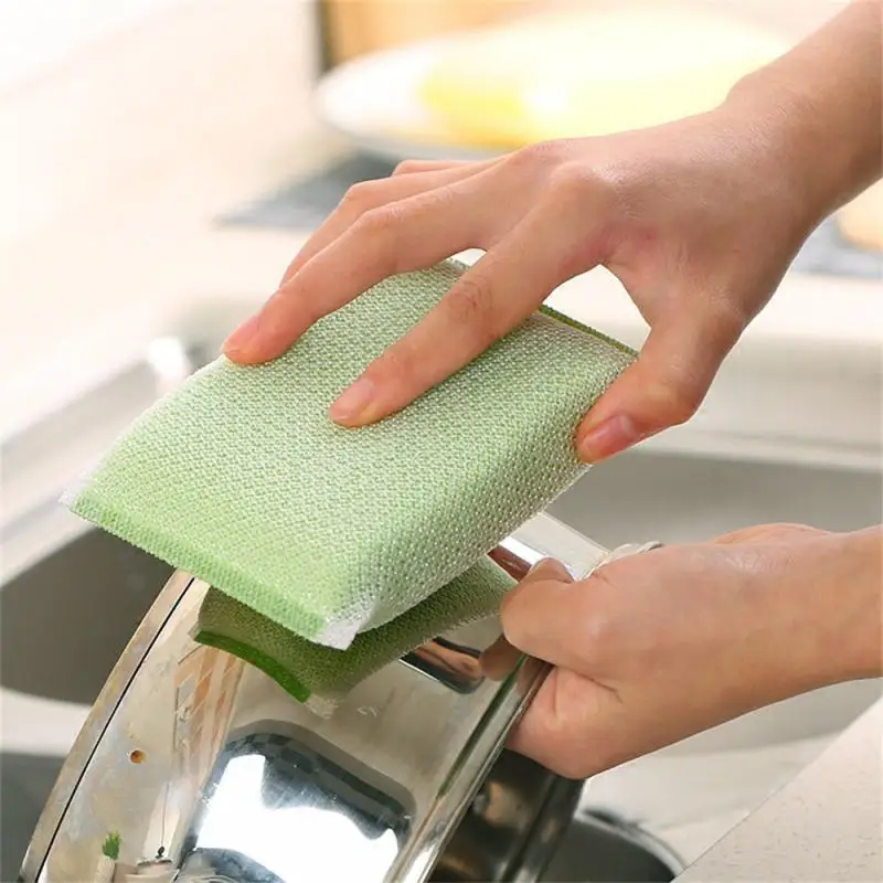 2pcs Wave Dishwashing Sponge With Thickened Sponge And Non-stick