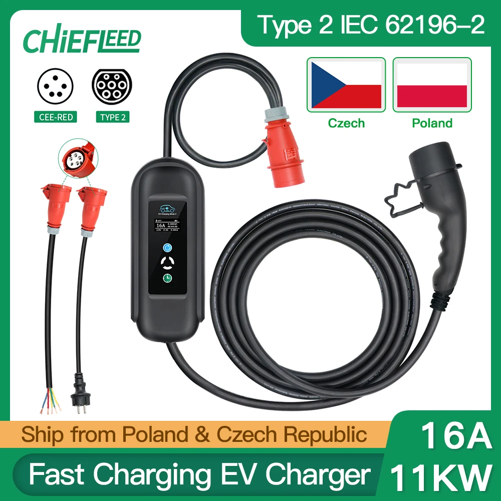 EV Charger 3 Phase 11KW 380V Electric Car Home Charger Control Level 2 Type 2 IEC62196 10A 12A 16A EVSE| - AliExpress