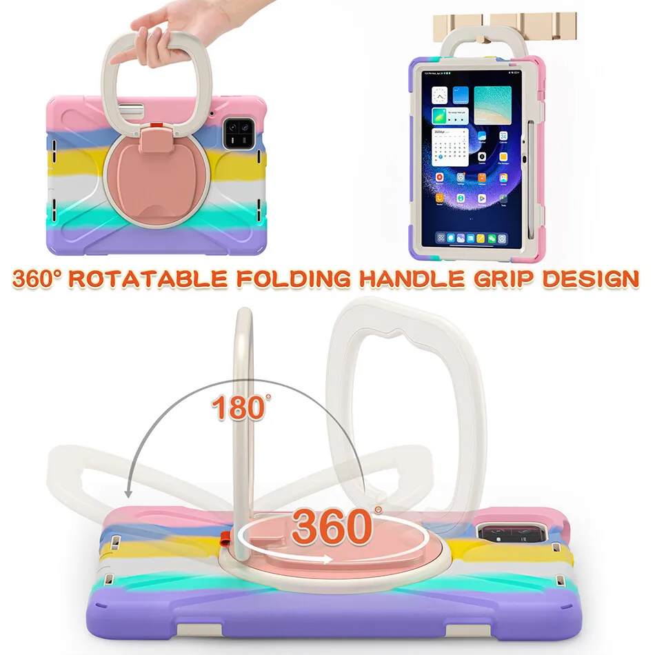 Capa de Silicone Durável para Xiaomi Pad Kids Kickstand Estável Capa Protetora para Mipad Pro Estojo à Prova de Choque com Alça e Slot para Lápis - Imagem 4