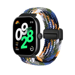 Enhanced Magnetic Braided Nylon Watch Band - Adjustable Solo Loop Sport Strap in Vibrant Colors - MiBand 9Pro 8Pro (MC Colorful)