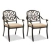 Set of 2 Cast Aluminum Patio Dining Chairs with Cushions, Stackable Outdoor Bistro Chairs for Balcony Backyard Antique Bronze 1