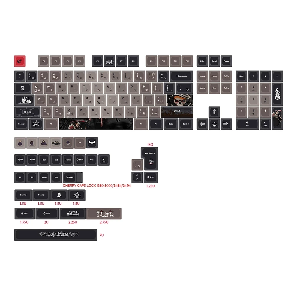 137 Tasti Tema Halloween Pbt Keycap Xda Keycaps Per Gk61/64/68/75/84/980/Gmmk Pro Tastiera Meccanica Cap Gmk 7U Spacebar Diviso