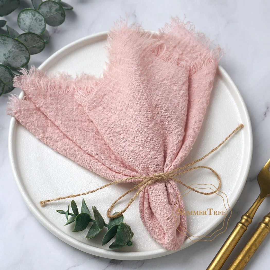 Cotton Gauze Napkins 32x32cm Soft Napkin Retro Burr Design Vintage Themed Party Wedding Christmas Table Decoration 10pcs