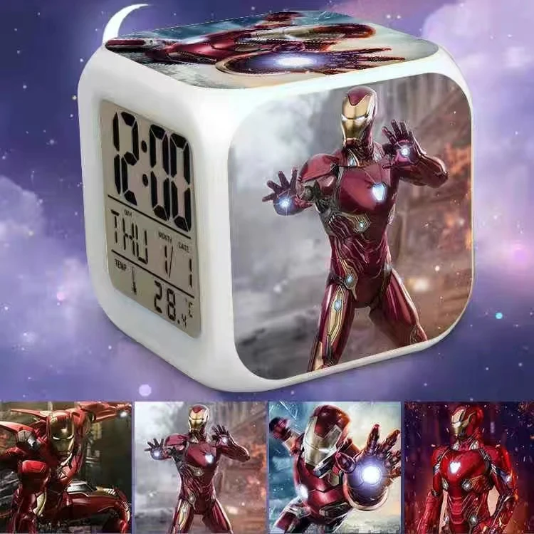 

Marvel Avengers Alarm Clock Growing LED Color Change Digital Light Home Decor Cartoon Hero Figure Toy for Kid Birthday Gift