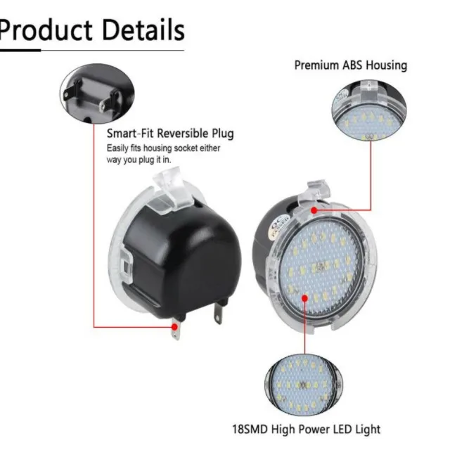 

2pcs Set Side Mirror Puddle Light Lamp White Side Error Free LED Mirror Lamp Puddle Light For Tundra Sequoia