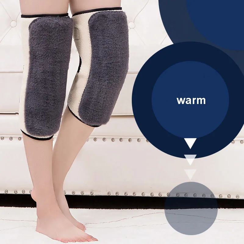 Warm Kneepads Winter Thicken Fluff Soft Knee Warmer Cycling Elderly Joint Cold-proof Leg Sleeves Adjustable Size Men Women Gift