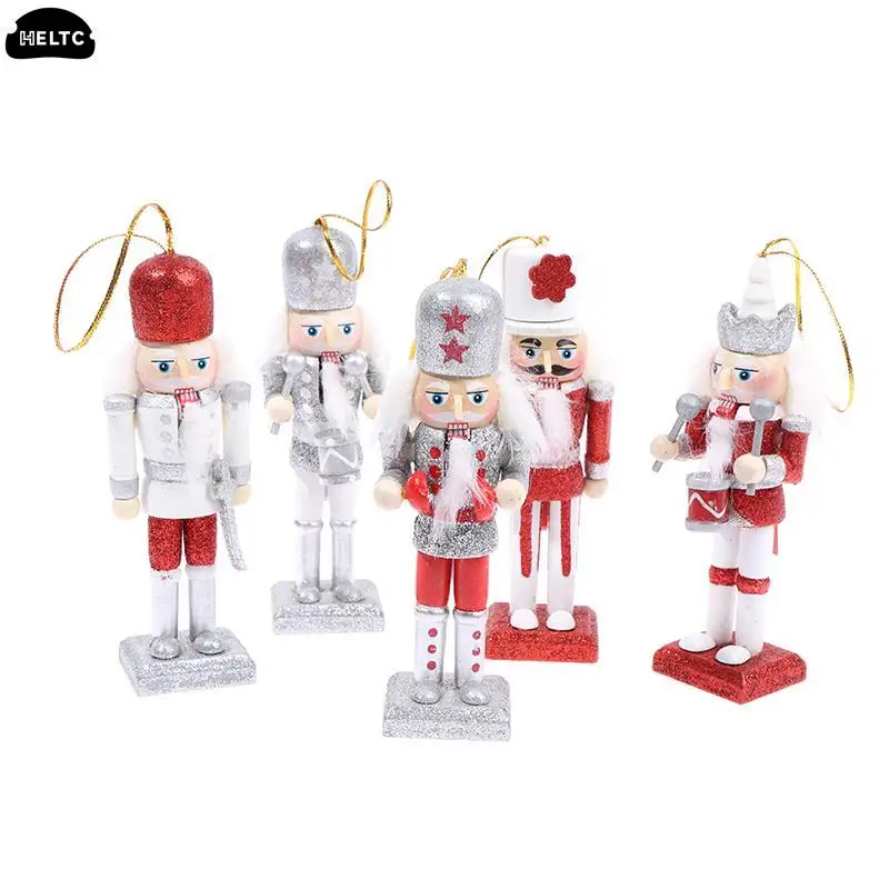 1PCS Random New Year Decor Kids Doll Wooden Nutcracker Soldier Christmas Decoration Pendants Ornaments for Xmas Tree Decor