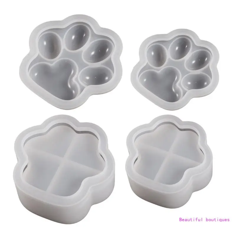

Cat Paw Silicone Molds DIY Epoxy Resin Candlestick Molds Jewelry Storage Box Table Ornament Making Tool Easy to Clean DropShip