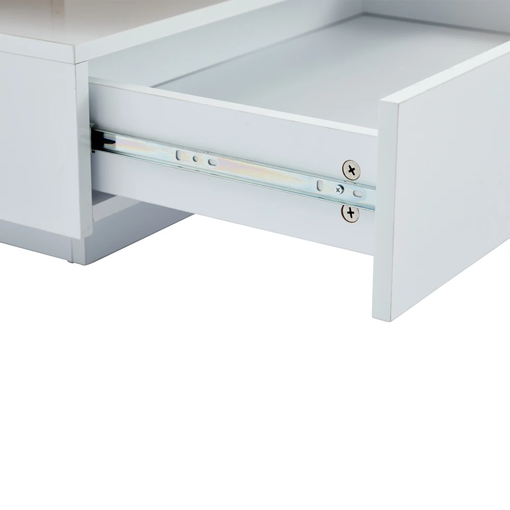 Multifunktionales Quadrat 360° ° Drehbarer Couchtisch, Hochglänzender 2-stufiger Mitteldrehtisch, Aufbewahrungsschrank, Beistelltisch für das Wohnzimmer – Detail 18