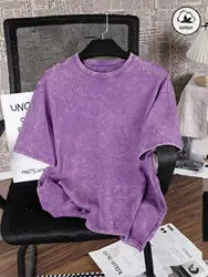 Unisex Vintage Washed Cotton Oversized T - Shirt - XXL (Purple)