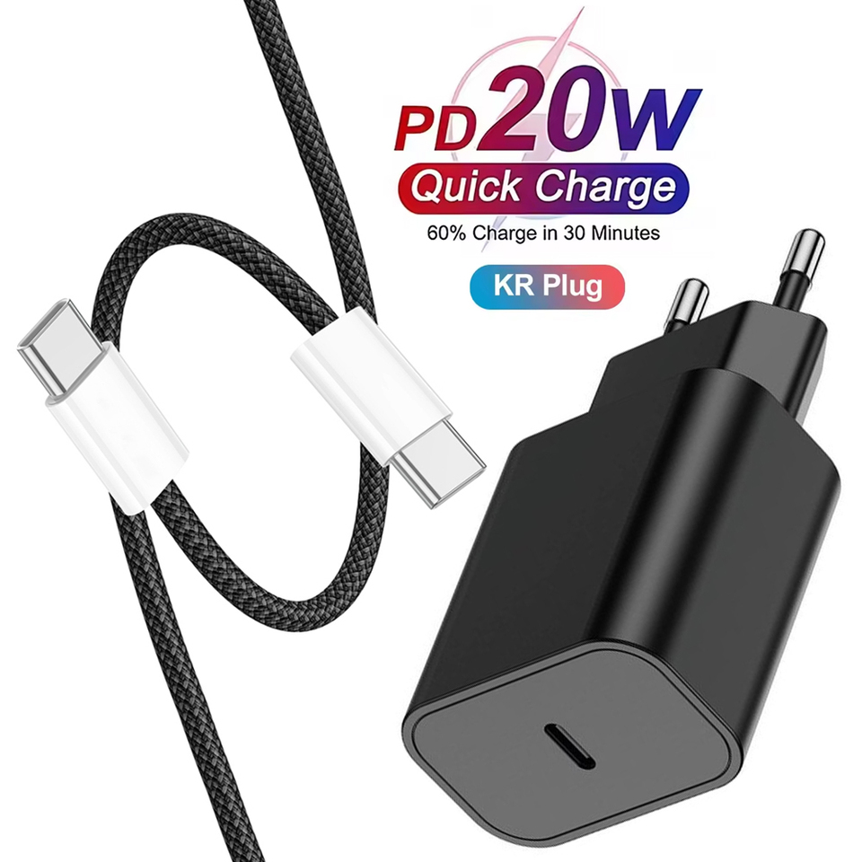 20W PD Korean USB C Type C Charger For iPhone 15 Fast Charging Cable For Xiaomi Redmi Note 12 Samsung S23 Ultra Type C Phone
