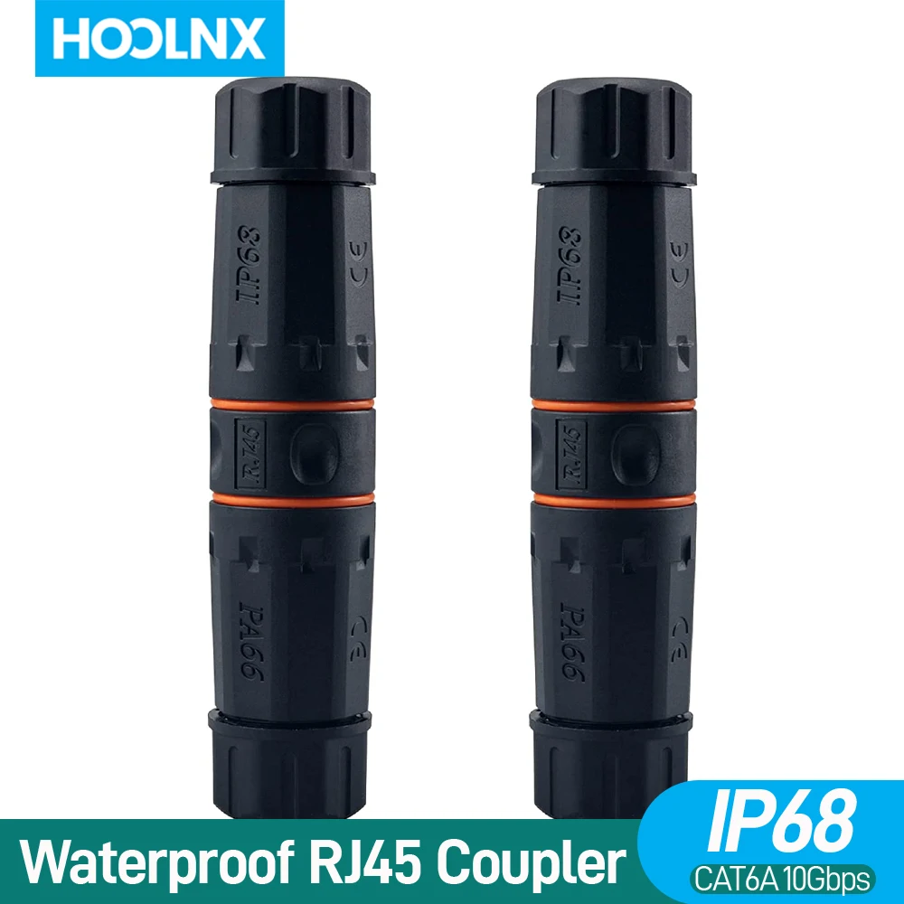 Acoplador Rj45 Impermeável Blindado Cat5e 6a Cabo Ethernet Conector Cabo de Rede Cabeça Dupla Acoplador Lan Exterior Hoolnx-ip68