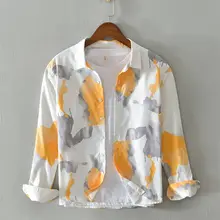 

Spring and Autumn Leisure New Ink Printing Men's Long-Sleeved Shirt Loose Personality Lapel Fashion Shirt Trendy Men