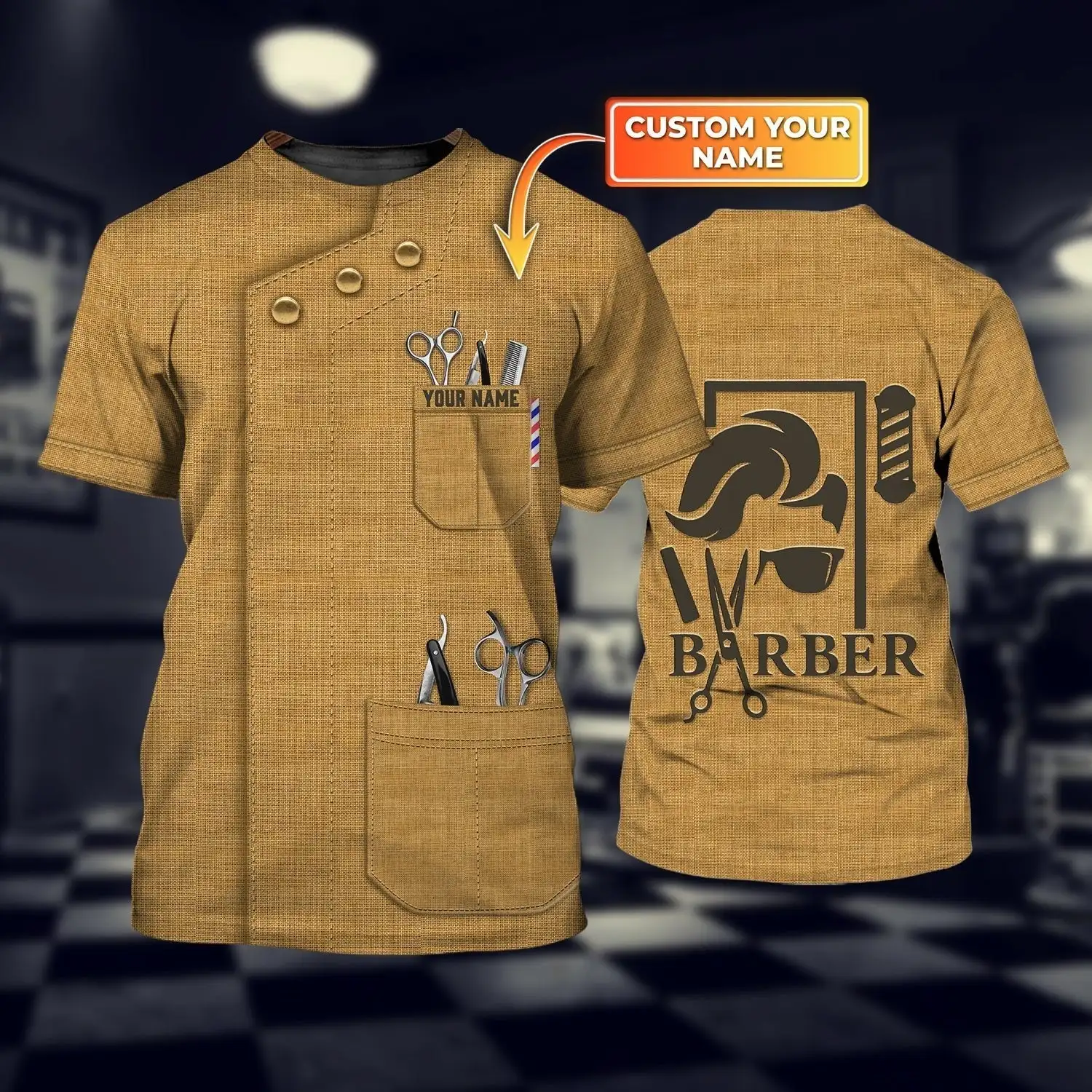 Sommer Mode Herren T-shirt Personalisierte Name Barber 3D Gedruckt Unisex T Shirt Geschenk für Barber Casual Kurzarm tops DW69 – Detail 31