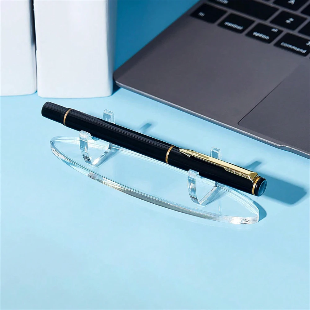 1pc Desk Pencil Holder Pen Holder Transparent Black Pen Display Stand Clear Stationery Fountain Pen Rack 1