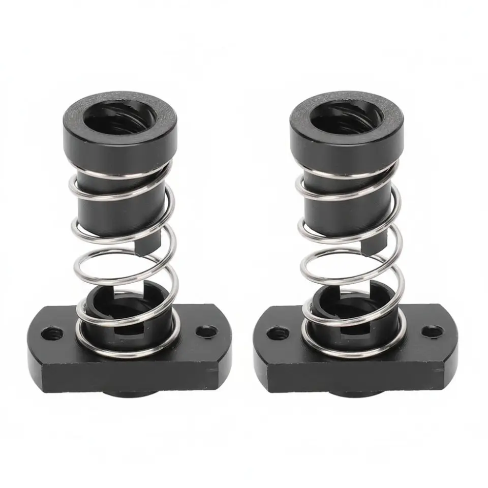 2PCS T8/ Tr8x2/ Tr8x8 Anti Backlash Nut 2mm Pitch/ 8mm Lead 4 Start Spring Loaded Nut Black POM Elimination Gap Nut image 7