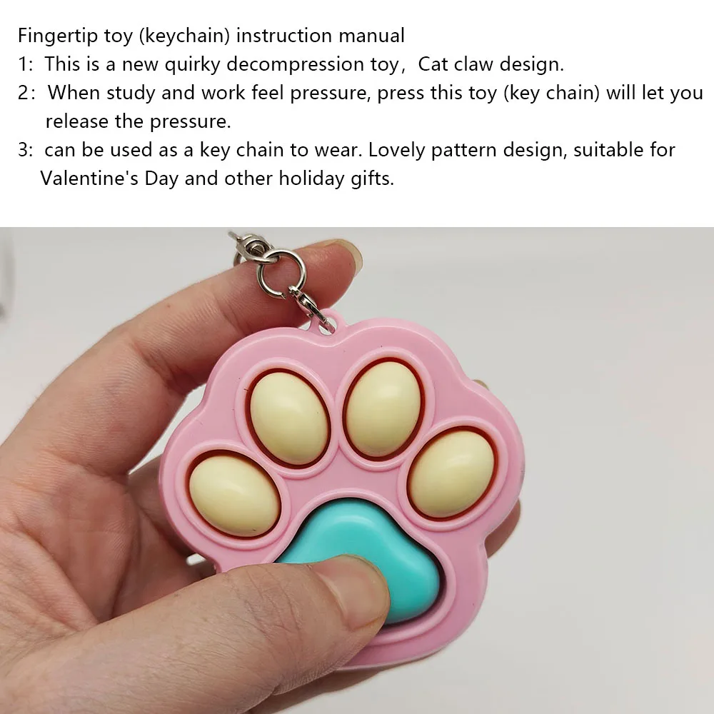 Fidget Toy Cartoon Kawaii Cat Claw Button Decompression Key Ring Pendant Couple Car Bag