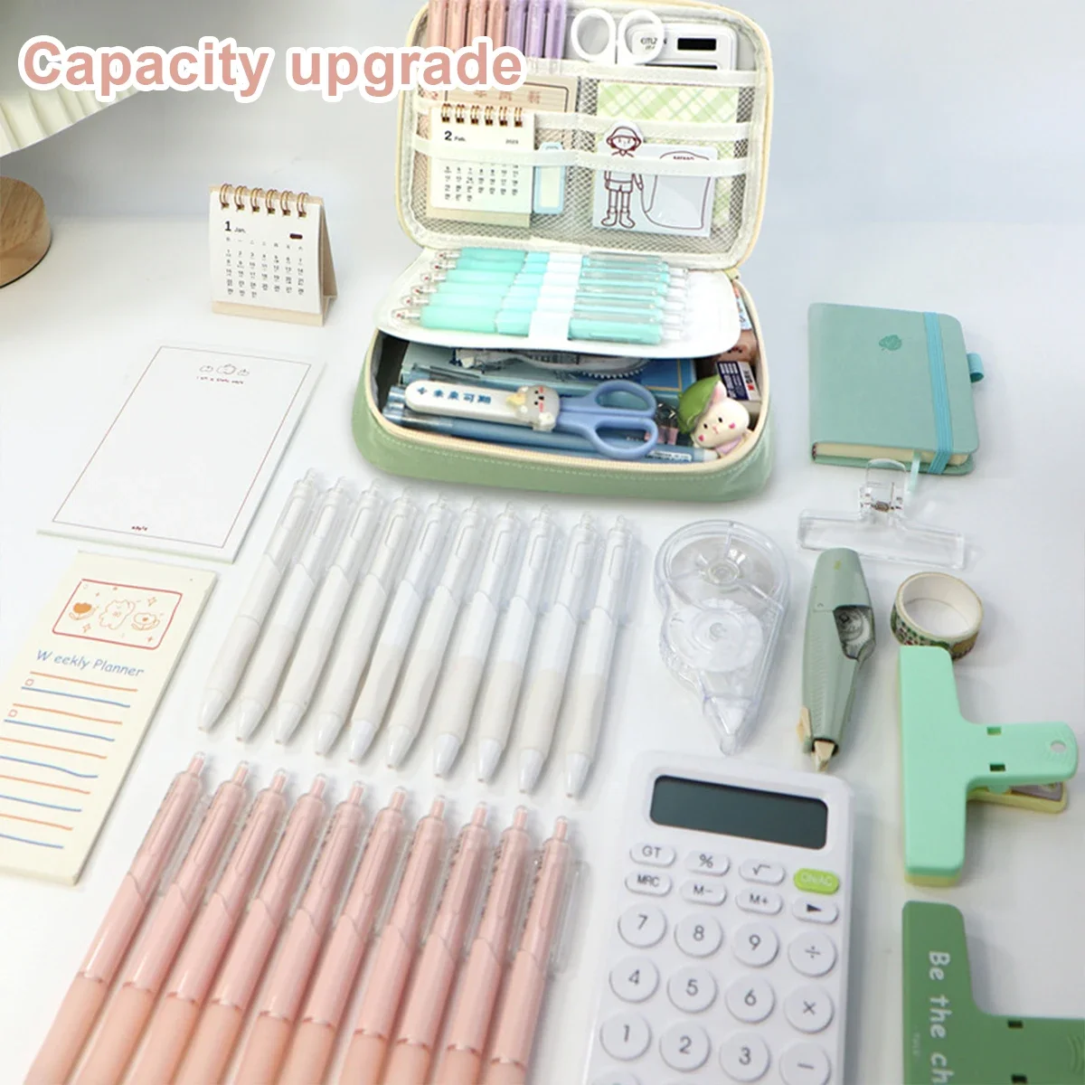 Simple style pencil case, large capacity pencil bag, small piece storage bag, student stationery organizer back-to-school season