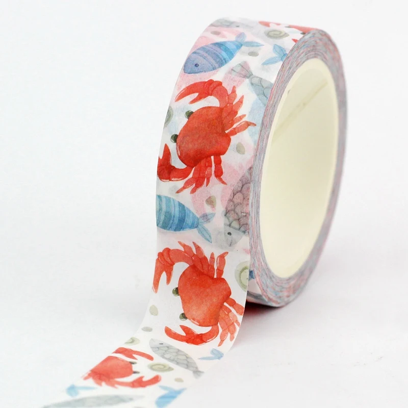 NEW 1PC 10M Decor Kawaii Marine Animals Crabs Starfish Washi Tape Set for Scrapbooking Journaling Masking Tape Cute Stationery 4