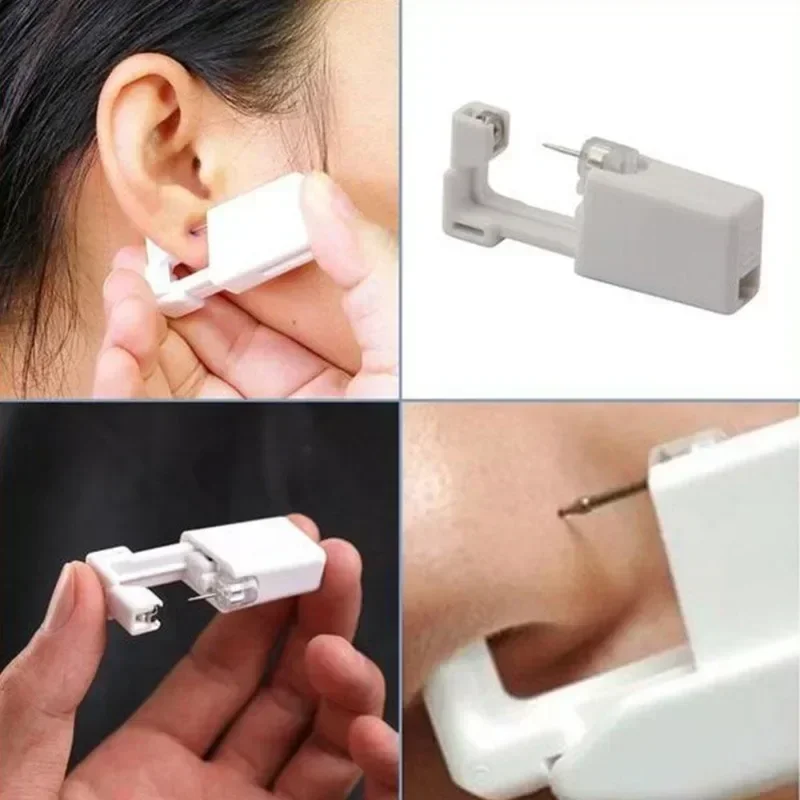 1-10Pcs White Ear Piercing Gun Kit Asepsis Disposable Healthy Safety Nose Earring Piercer Tool Machine Kit Studs Body Jewelry