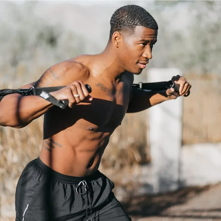 Resistance Cords - Shoulder and Core Resistance Bands - Perfect for Dynamic Warmups and Rehab - Deluxe Pair of 2 Black Cords and