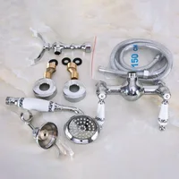 ชุดก๊อกน้ำฝักบัวอาบน้ำก๊อกน้ำในห้องน้ำโครเมี่ยมขัดเงาติดผนัง 6