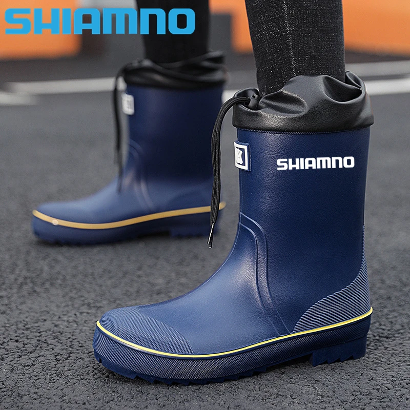 

Rubber Men's Rain Shoes Snow Non-slip Man Shoes Winter Waterproof Men's Boots Warm Fleece-Lined Men's Rubber Boots Fishing Boot