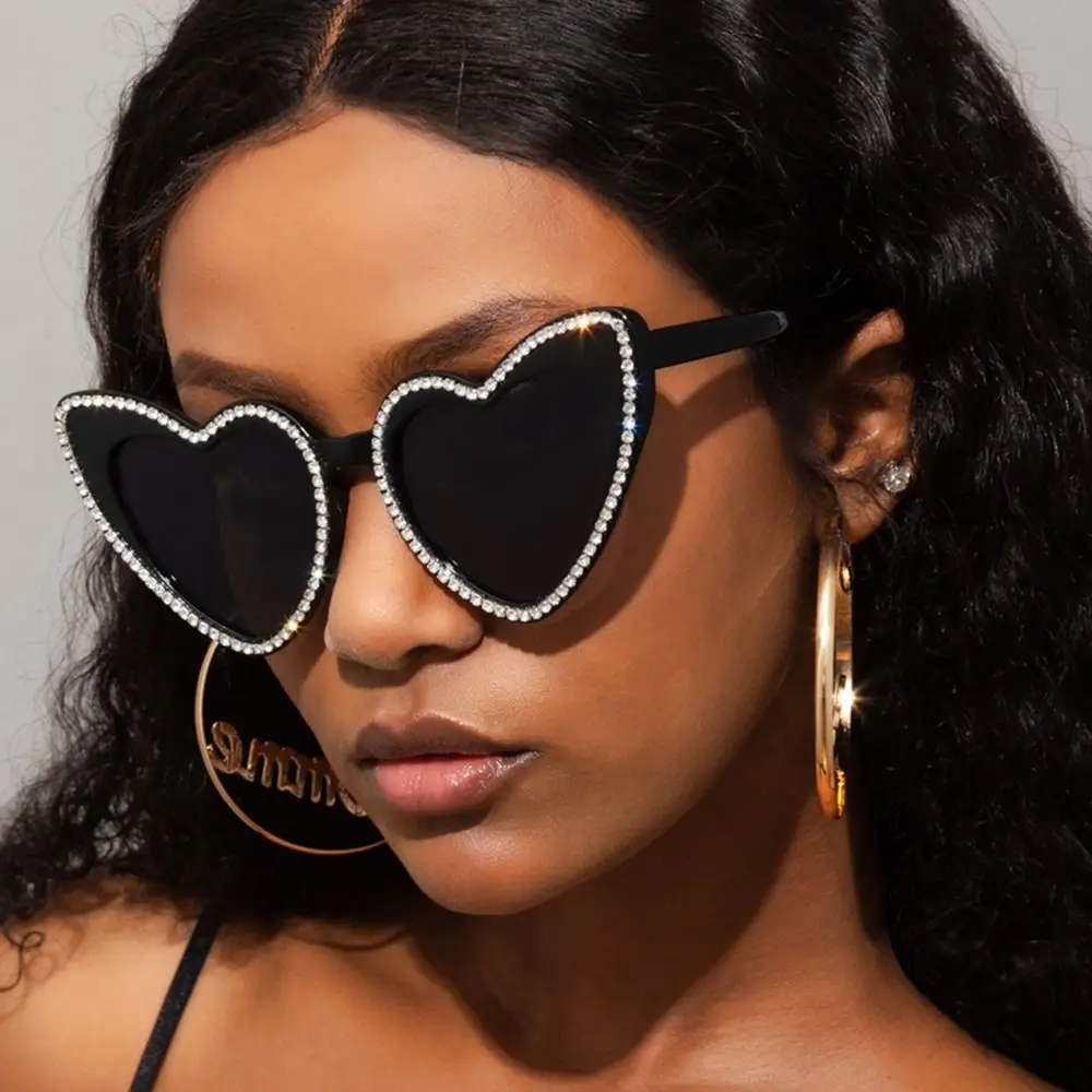 

Black Diamond Heart Sunglasses Eyewear Party Shining Sun Glasses Unisex