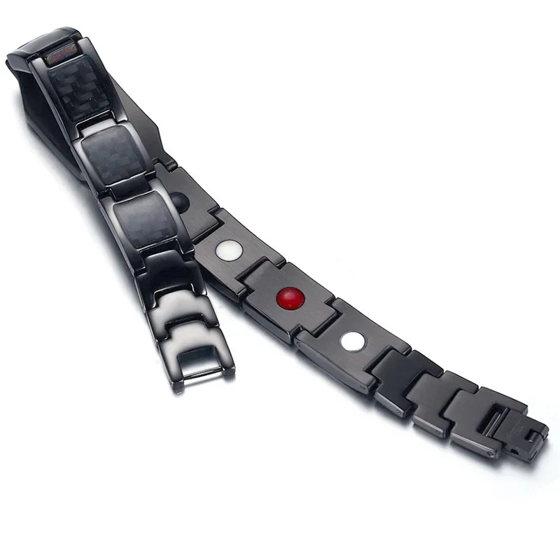 Stainless Steel Masonic Bracelet For Men – Silver Magnet Carbon Fiber Design, Unisex Identification Bracelet - View #2