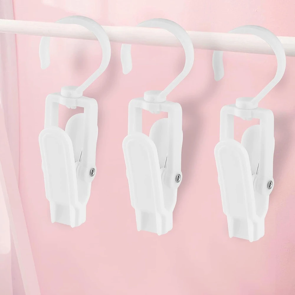 클립이 달린 빨래 후크, 초강력 행어 클립, 플라스틱 가정 여행 회전 걸이 행어, 옷장용 정리함, 5 개