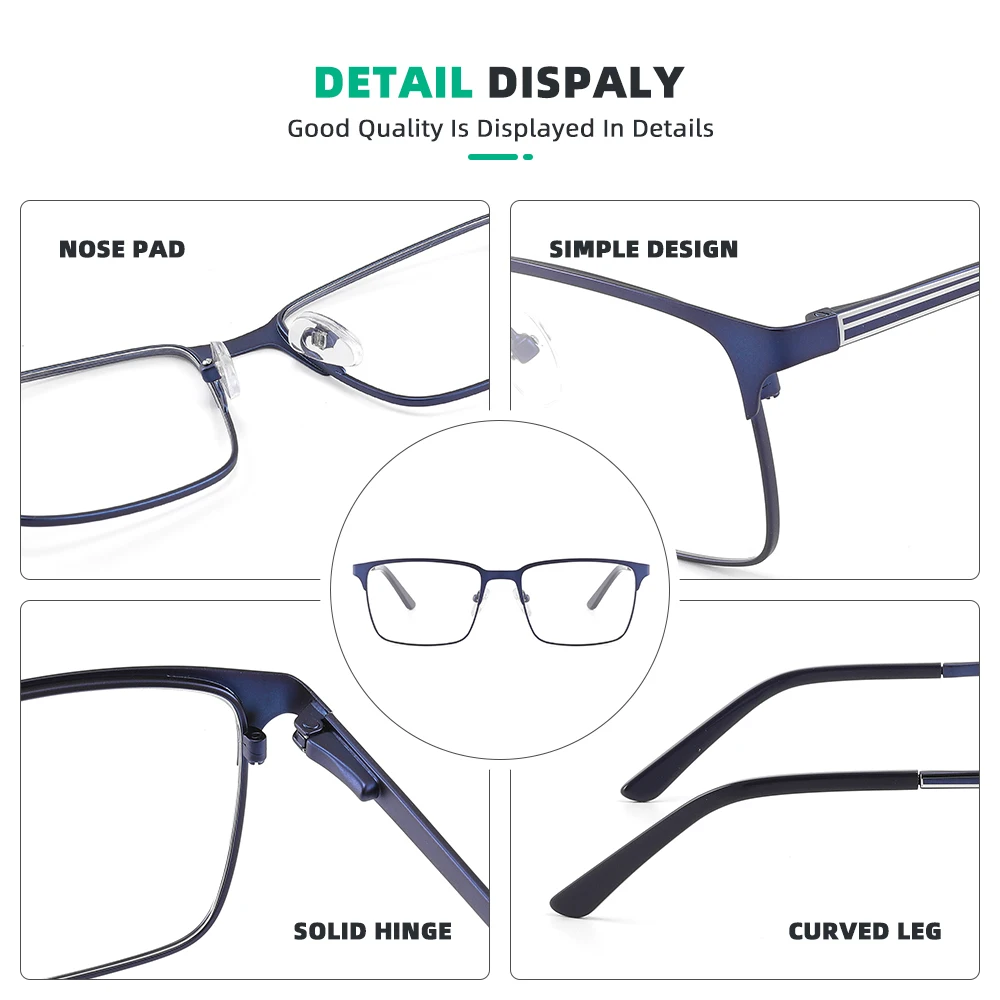 Anti Blue Light Square Glasses Frame Men Prescription Reading Glasses Optical Eyewear 2023 Spectacles Eyeglasses Frames Men's