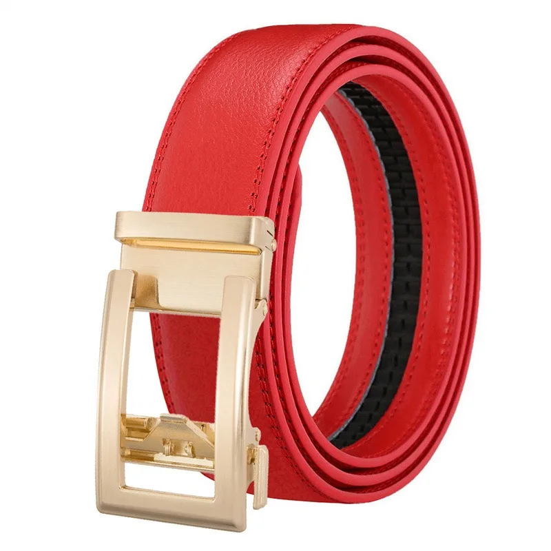 Luxury Men's Leather Belt - High Quality Designer Craftsmanship in White, Blue, Red, Brown