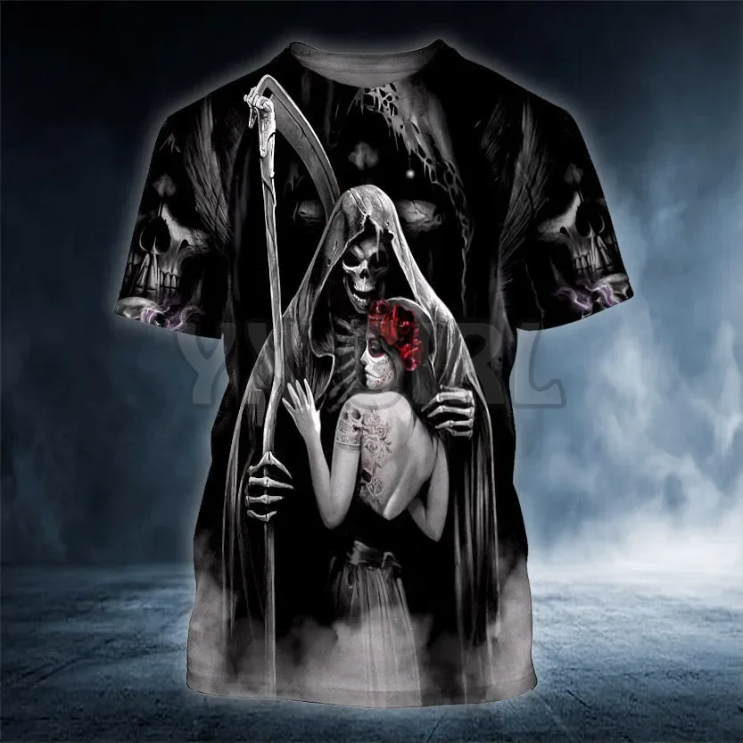 2022 Summer Death And Angel Forbidden Couple Love Skull 3d