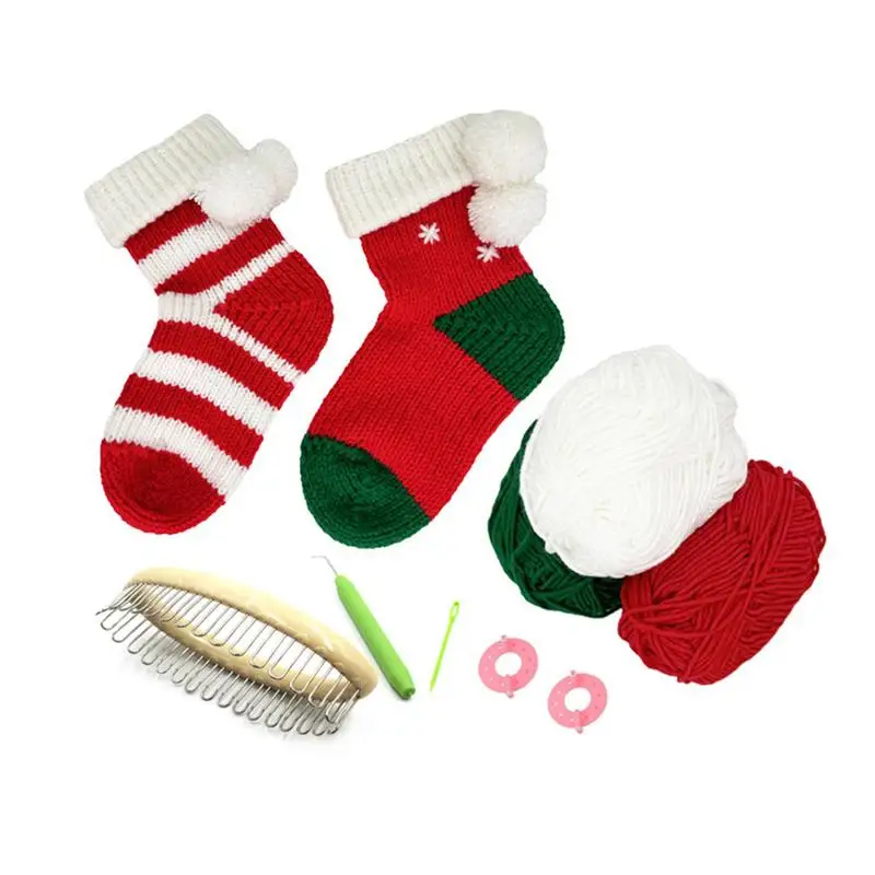 

Xmas Stocking Crochet Kit Beginner DIY Christmas Sock Knitting Kit Festival Yarn Knitting Kit With Crochet Hook DIY Arts Craft