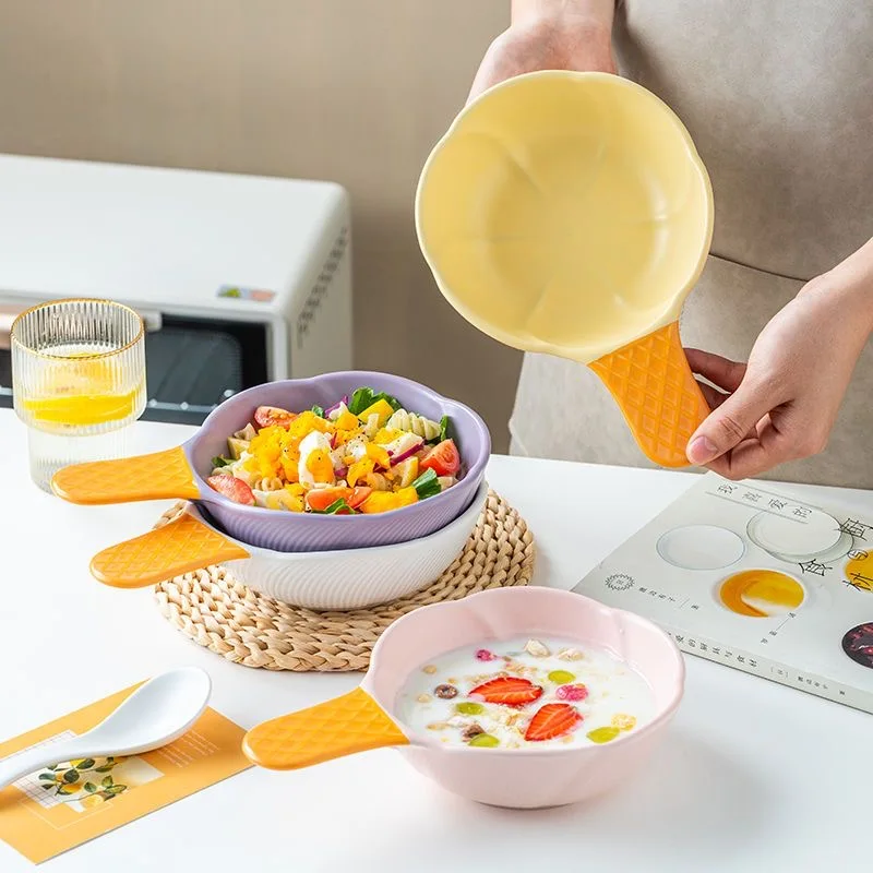 

Ins Makaron Ceramic Plates Creative Cone Handle Dessert Fruit Plate Noodle Bowl Ice Cream Dishes Cartoon Trinket Seasoning Dish