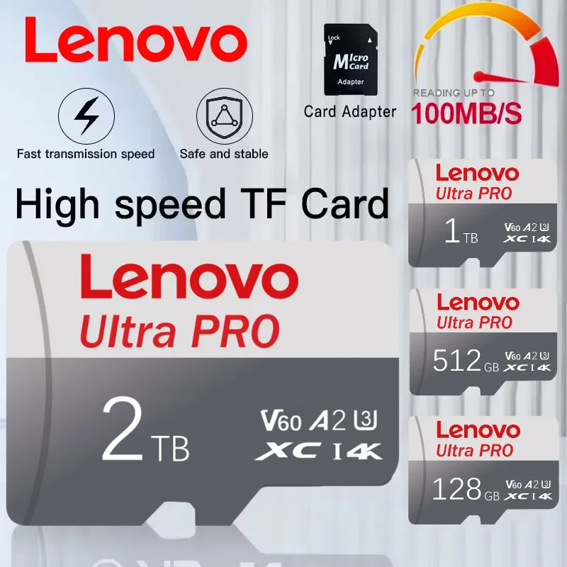 Original Lenovo 2TB Micro TF SD Card Memory Card TF/SD 128GB 256GB 512GB 1TB Mini Memory Class 10 For Camera/Phone/Switch