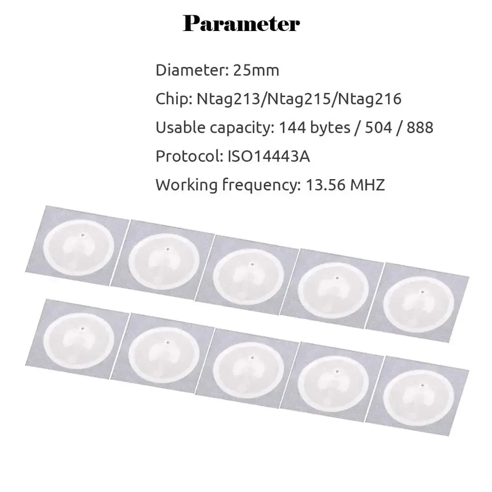 NFC Tag 5YOA 10pcs 100pcs Ntag213 Ntag215 Ntag216 NFC Tag 13.56MHz ISO14443A Sticker 213 Phone Available RFID Adhesive Label