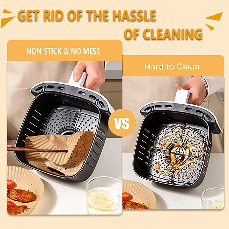 5~200PCS Air Fryer Parchment Paper Liners Non-Stick Disposable Paper Tray Barbecue Plate Food Oven Kitchen Round Baking