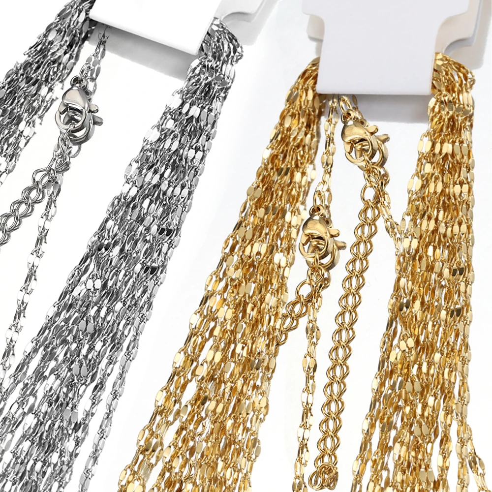 10 Rallonges Collier Naler - Chaînes Acier Inoxydable Argent Avec Fermoir, Différentes Longueurs