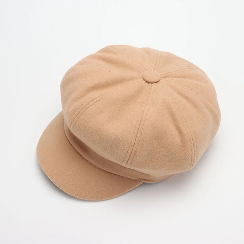 Autumn Winter Hats for Women Solid Plain Octagonal Newsboy Cap Men Ladies Casual Wool Winter Beret Women Painter wool hat women beret women hats